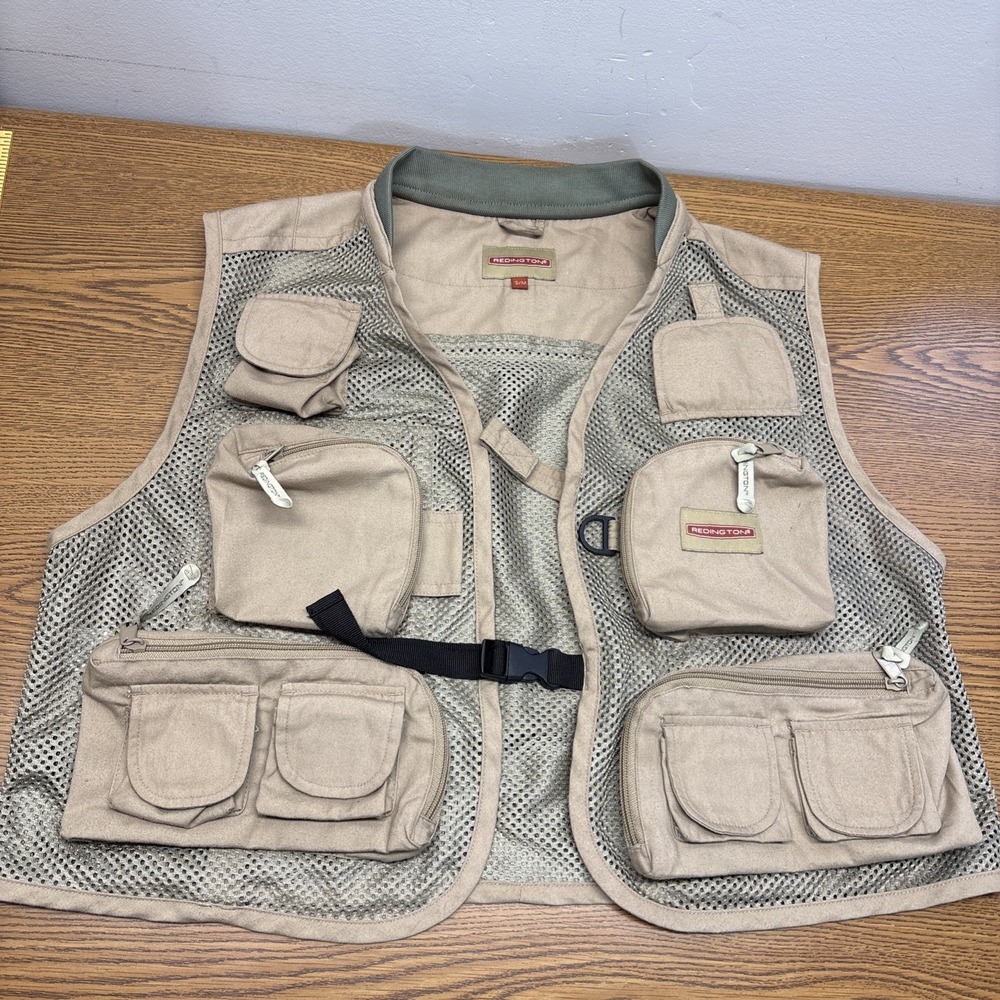 VEST FISHING FLY Redington Adult S/M Mesh Utility Pockets Outdoors Khaki /sage